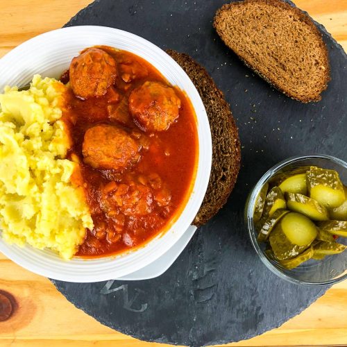 meatless meatballs with mushrooms